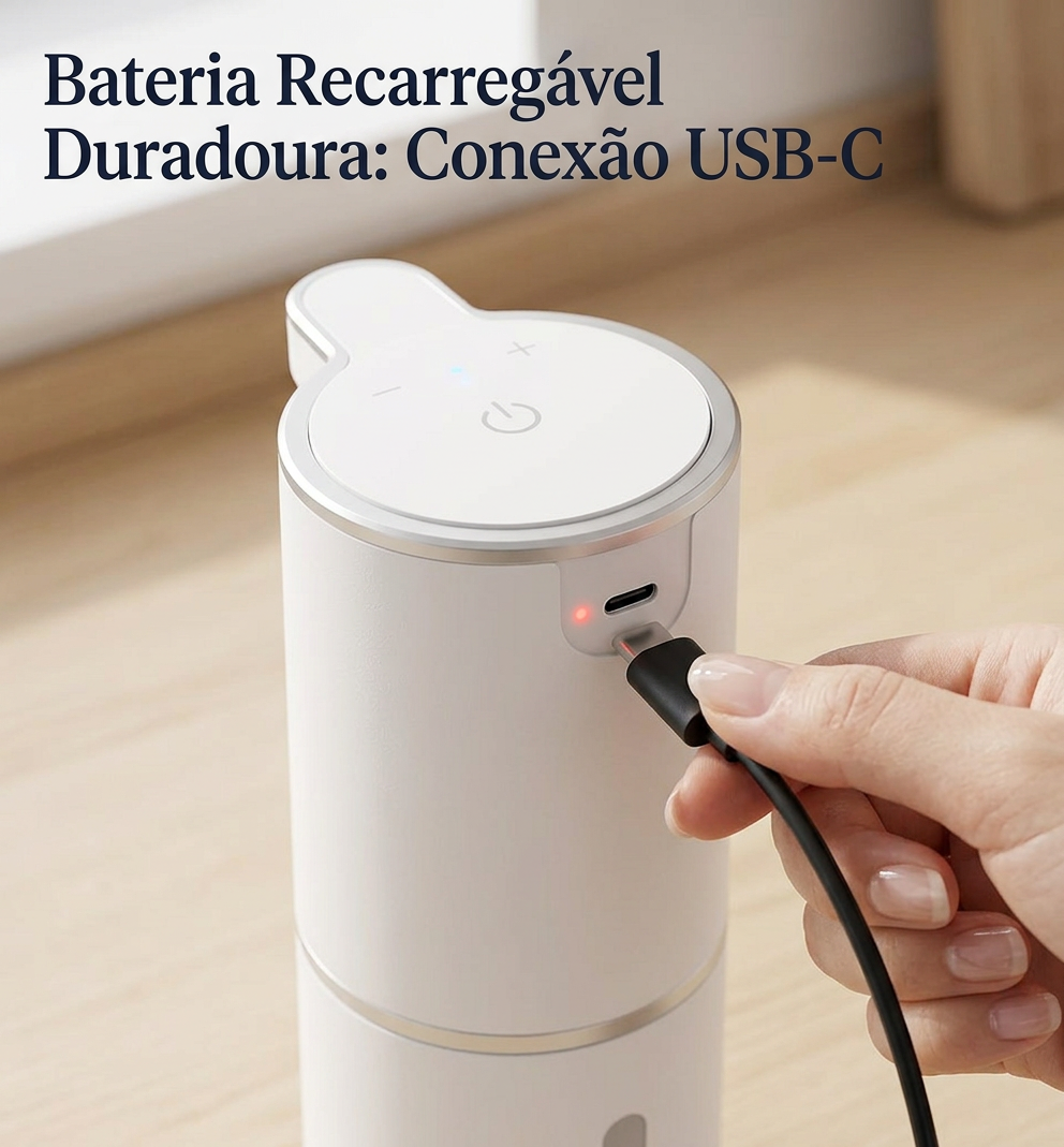 Dispensador Automático de Sabão em Espuma – Sensor Sem Contacto, Recarregável e com Várias Velocidades
