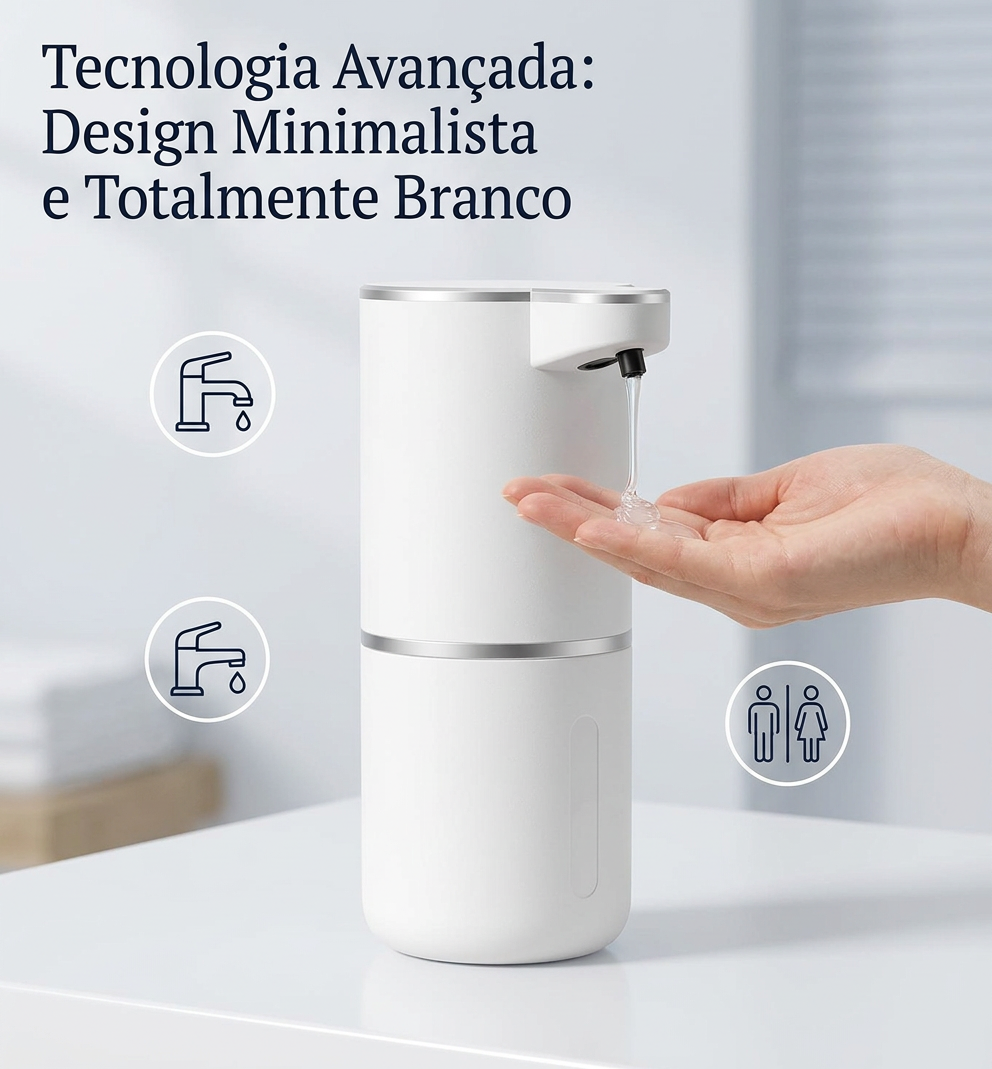 Dispensador Automático de Sabão em Espuma – Sensor Sem Contacto, Recarregável e com Várias Velocidades