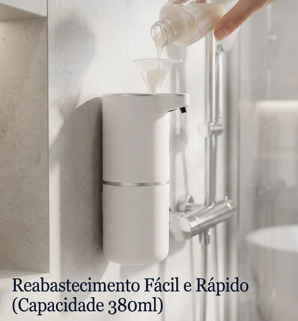 Dispensador Automático de Sabão em Espuma – Sensor Sem Contacto, Recarregável e com Várias Velocidades